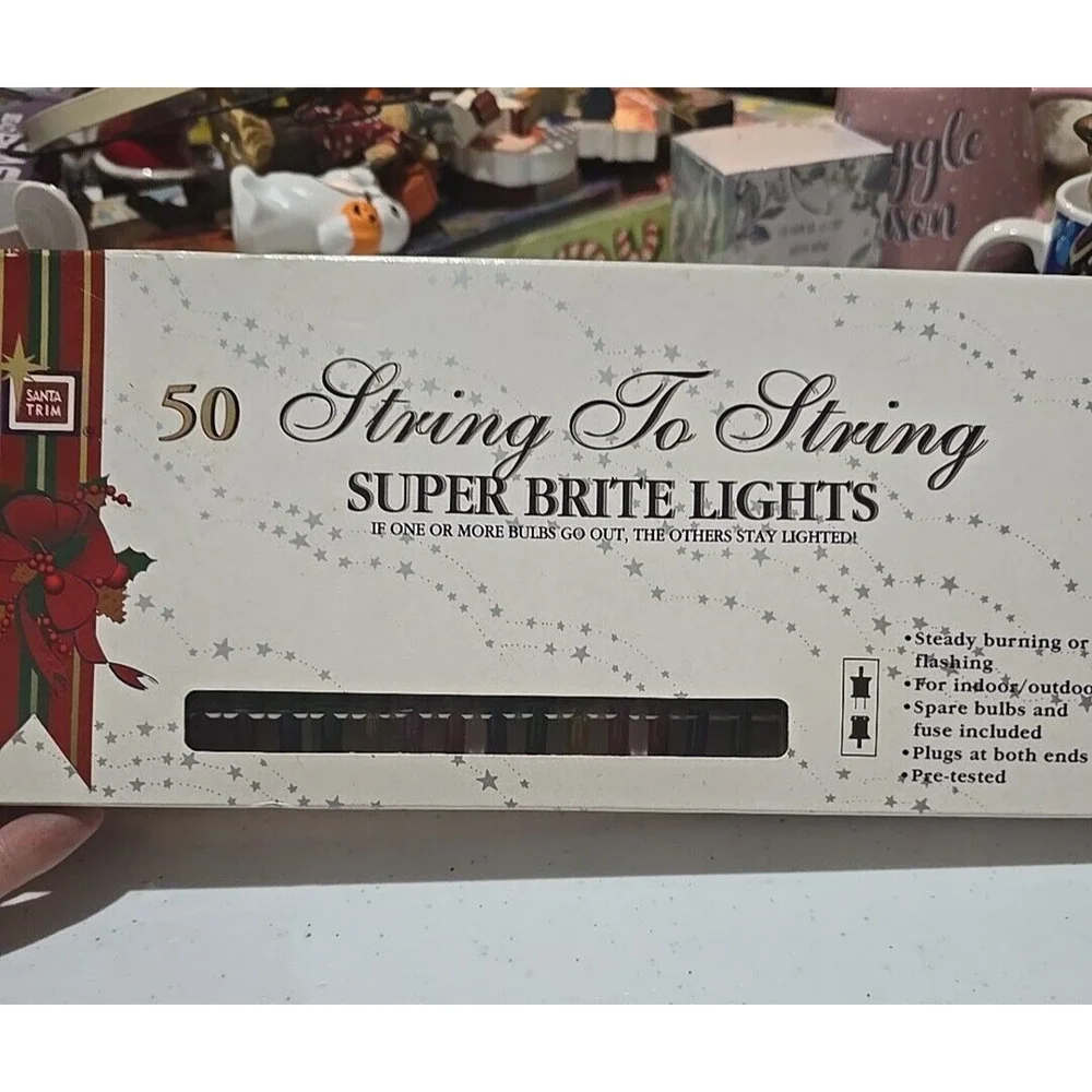 Vintage 2 Boxes Santa‎ Trim String Super Brite Lights Multicolor Holiday Xmas